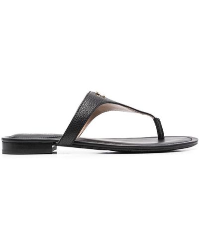 Lauren by Ralph Lauren Logo-stamp Leather Sandals - Black