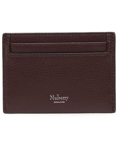 Mulberry Small Logo-embossed Pebbled Cardholder - Purple