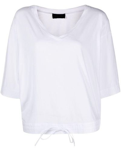 Roberto Collina V-neck Drawstring-waist Cotton T-shirt - White