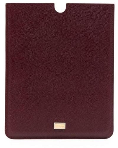 Dolce & Gabbana Logo-plaque Leather Tablet Case - Purple