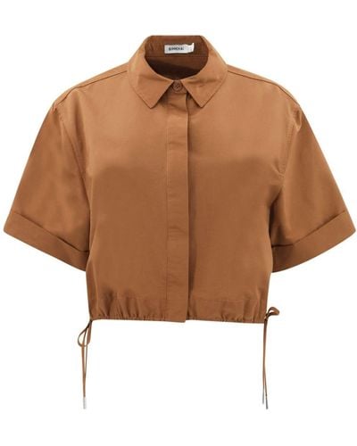 Jonathan Simkhai Ryett Cropped Shirt - Brown