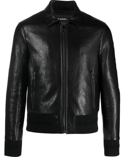 Neil Barrett Leather Zipped Bomber Jacket - Black