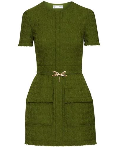 Oscar de la Renta Dragonfly-belt Tweed Minidress - Green