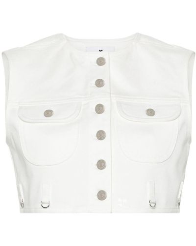 Courreges Gilet en jean à coupe crop - Blanc