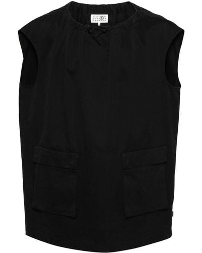 MM6 by Maison Martin Margiela Gathered-neck Cotton Dress - Black