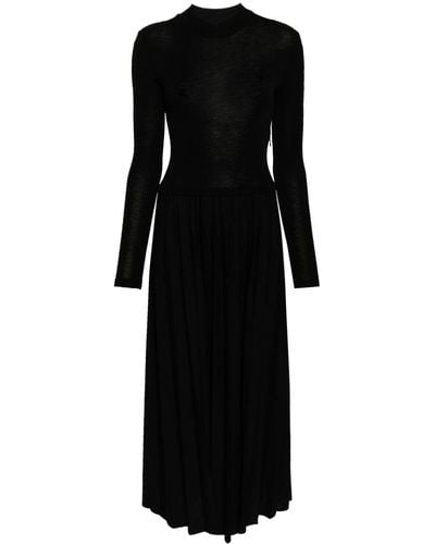 Claudie Pierlot Vestido largo con falda plisada - Negro