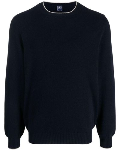 Fedeli Argentina Crew-neck Cashmere Jumper - Blue