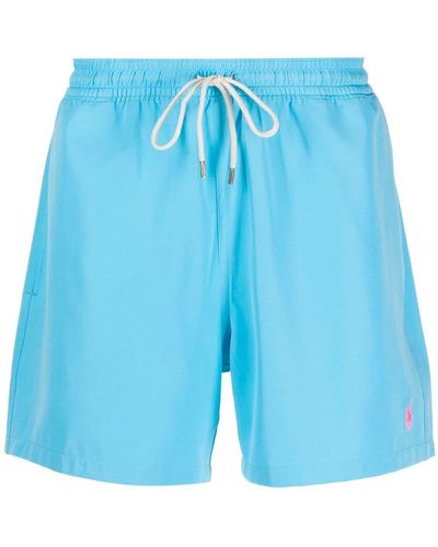 Polo Ralph Lauren Embroidered-logo Swim Shorts - Blue