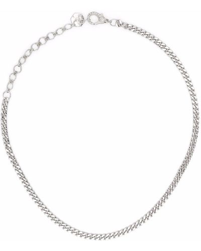 SHAY 18kt White Gold Diamond Curb Chain Choker - Metallic