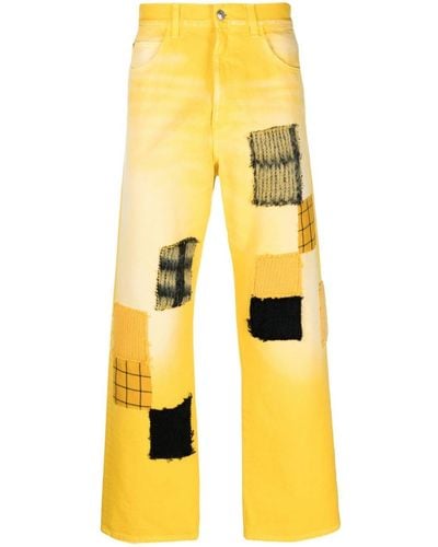 Marni Patchwork-detailing cotton straight-leg jeans - Amarillo