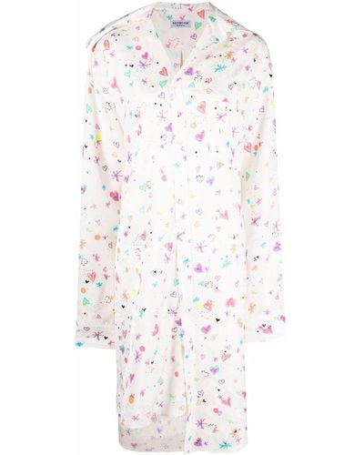 Balenciaga Heart-print Twisted Shirt Dress - Multicolour