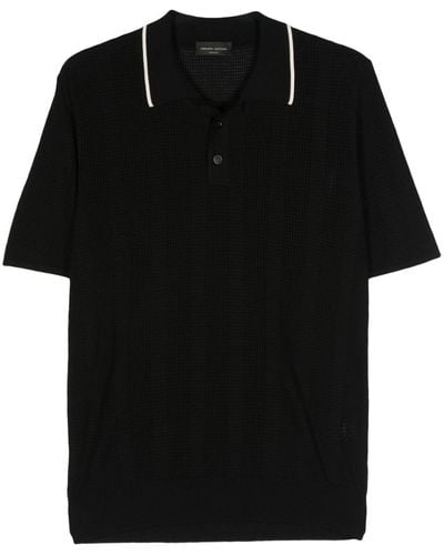 Roberto Collina Open-knit Polo Shirt - Black