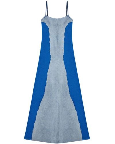 DIESEL Robe longue M-Edaglia à design nervuré - Bleu
