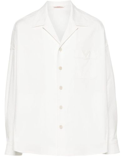 Valentino Garavani Rubberized-logo Canvas Shirt Jacket - White