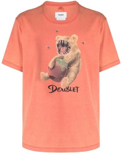 Doublet T-shirt Met Print - Roze
