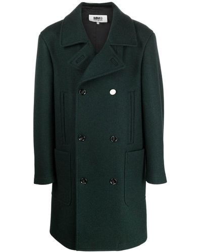 MM6 by Maison Martin Margiela Double-breasted Fitted Coat - Green