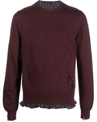 Maison Margiela Distressed Wool Sweater - Purple