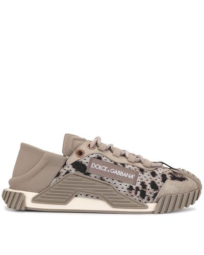 Dolce & Gabbana Ns1 Low Top Sorrento Trainers In Leopard-print - Grey