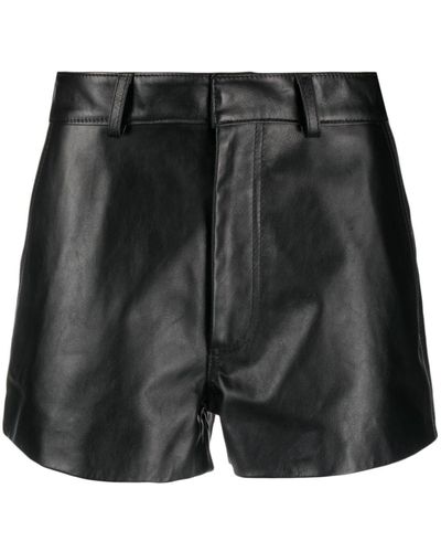 Gcds Thigh-length Leather Shorts - Black