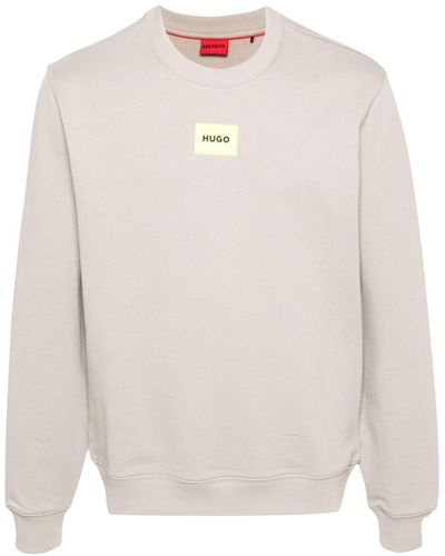 HUGO Sweatshirt mit Logo-Patch - Weiß
