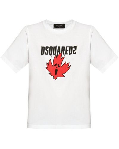 DSquared² Horror T-Shirt mit Ahornblatt-Print - Weiß