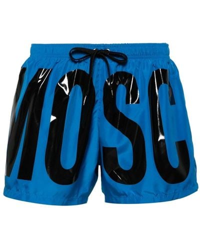 Moschino Logo-appliqué Swim Shorts - Blue