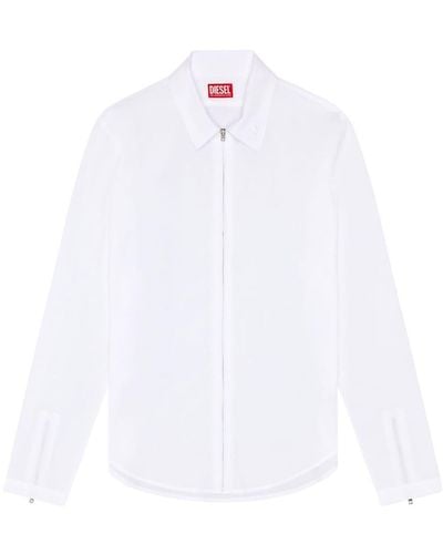 DIESEL S-stuck Logo-embroidered Poplin Shirt - White