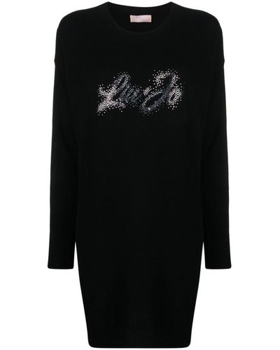 Liu Jo Rhinestone-embellished Sweater Minidress - Black