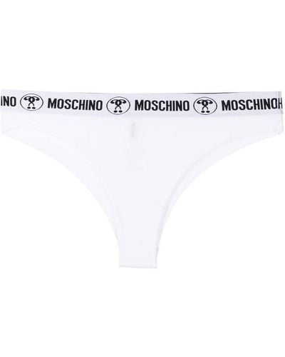 Moschino Culottes en coton à taille à logo - Blanc