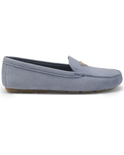 Prada Triangle-logo Suede Driving Loafers - Gray