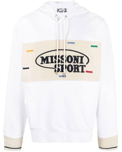 Missoni Embroidered-logo Cotton Hoodie - White