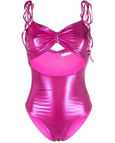 Amen Metallic-effect Cut-out Swimsuit - Pink