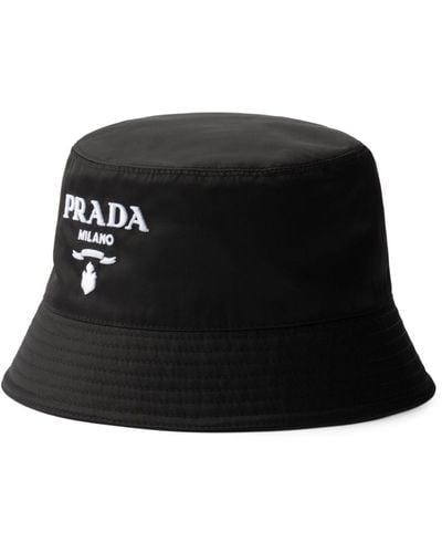 Prada Embossed-logo Padded Bucket Hat - Black