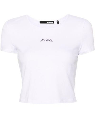 ROTATE BIRGER CHRISTENSEN Cropped-T-Shirt mit Logo-Stickerei - Weiß