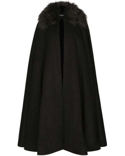 Dolce & Gabbana Capa con cuello de pelo sintético - Negro