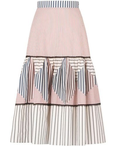 Silvia Tcherassi Guillermina Striped Cotton Midi Skirt - White