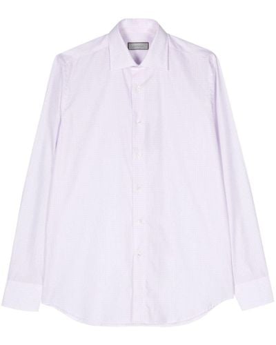 Canali Check-pattern cotton shirt - Weiß