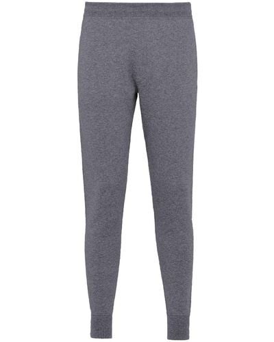 Prada Tapered-leg Cashmere Track Trousers - Grey