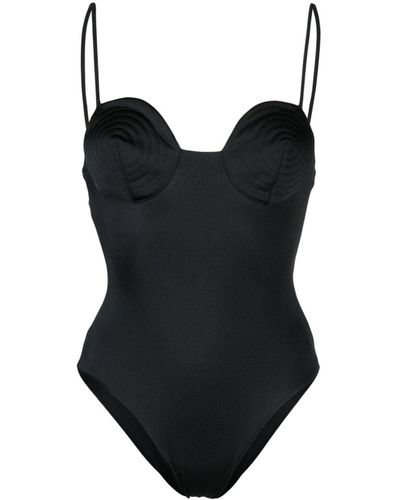 Noire Swimwear ラウンドネック ワンピース水着 - ブラック