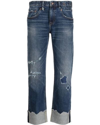 R13 Ripped-detail Straight-leg Jeans - Blue