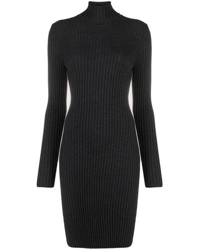 Wolford Ribbed Knit Turtleneck Dress - Gray