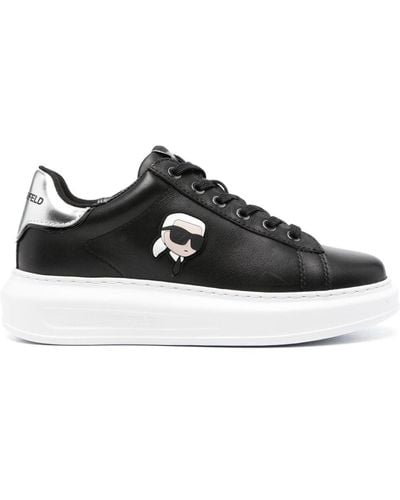 Karl Lagerfeld K/ikonik Kapri Leren Sneakers - Zwart