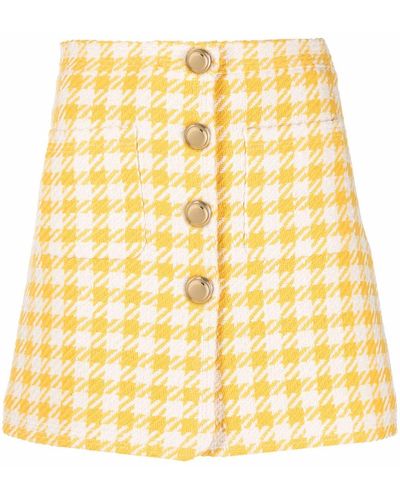 Miu Miu Minijupe à motif pied-de-poule - Jaune