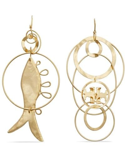 Tory Burch Mismatched Fish Gold-plated Earrings - Metallic