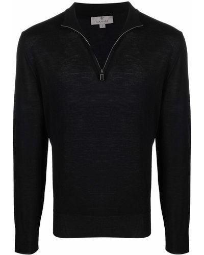 Canali Knitted Zip Top - Black