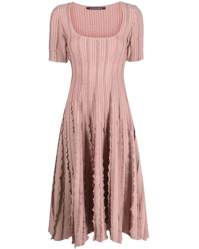 Antonino Valenti Ruffled-trim Detail Midi Dress - Pink