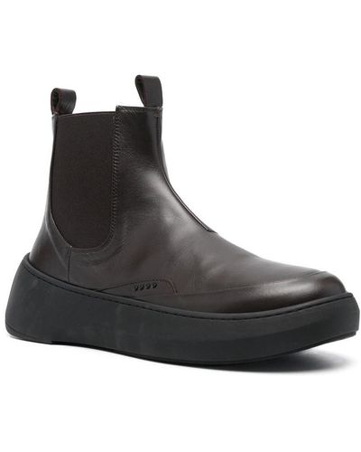 Hevò Via Casarano Leather Ankle Boots - Black