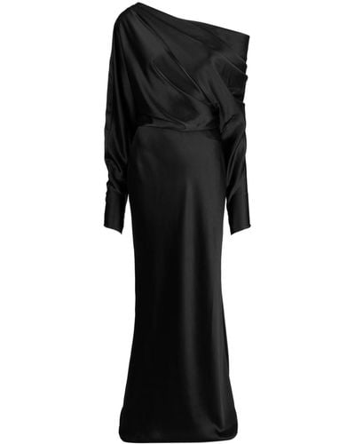 Amsale Off-shoulder Satin Gown - Black