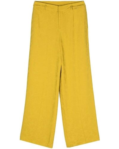 PT Torino Floral-jacquard wide-leg trousers - Gelb