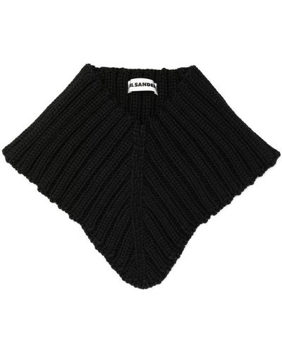 Jil Sander Ribbed-knit Collar Scarf - Black